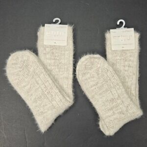 ETITU Super Soft Ribbed Crew Socks Beige Gold Glitter Sparkle Size 9-11 Womens